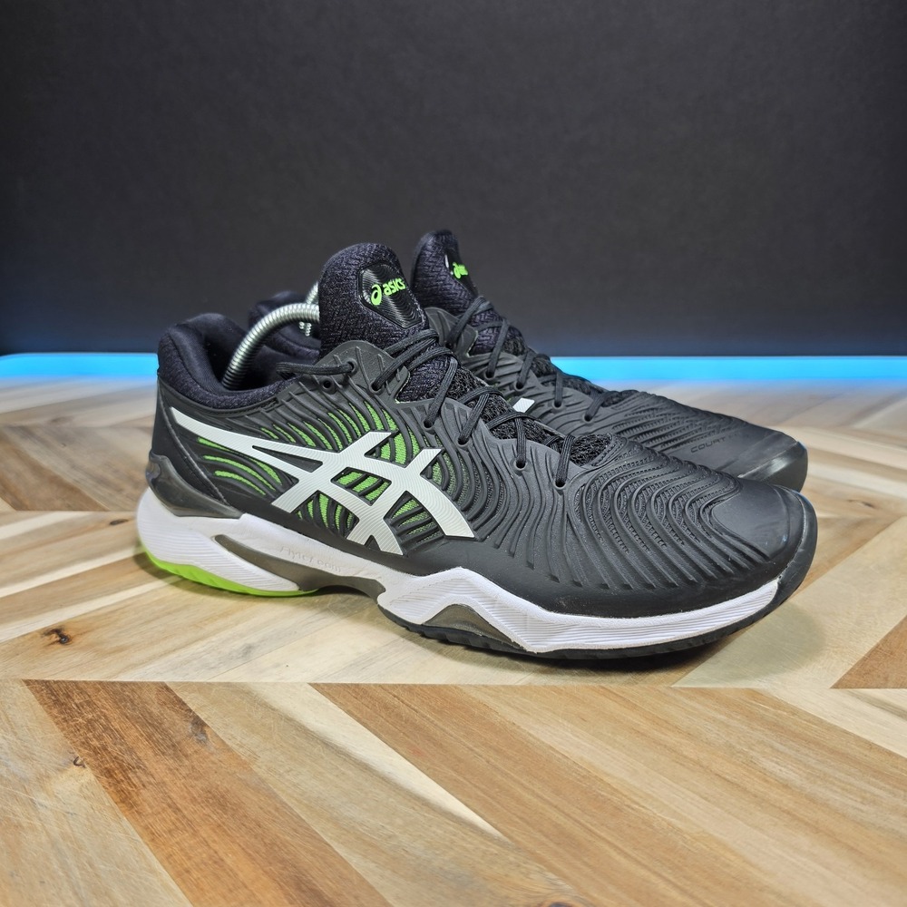 ASICS Court Speed FF Men's 10.5 Black Green 1041A083 Tennis Court Athletic Shoes
